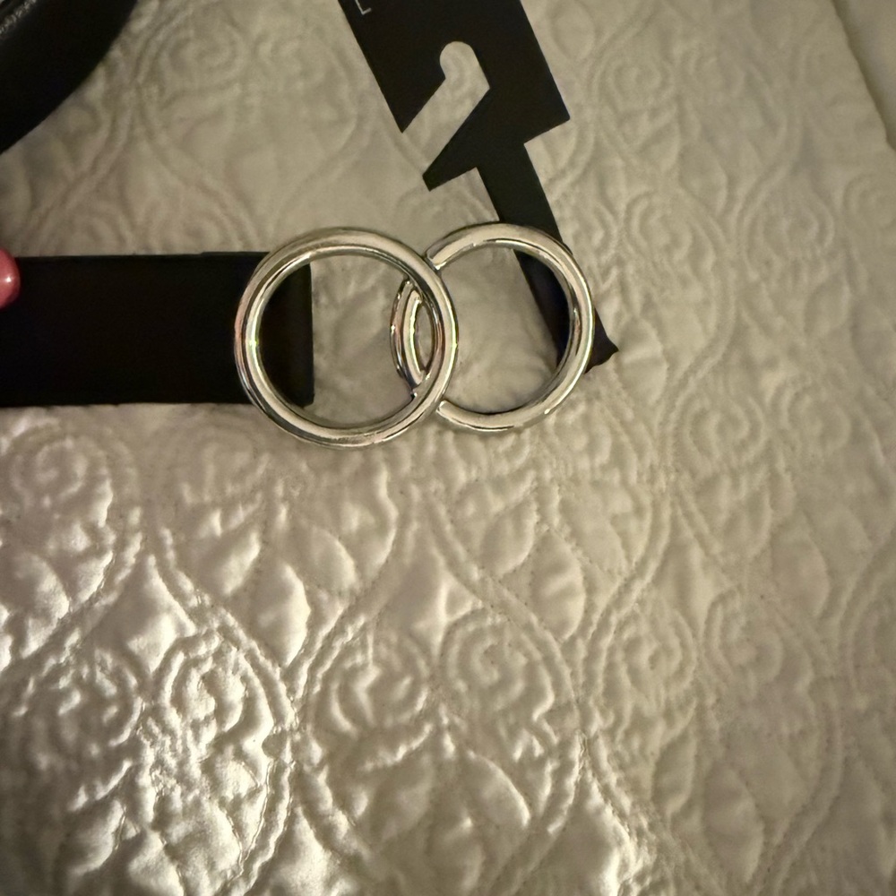 Express Black Belt with Silver Double Ring Buckle